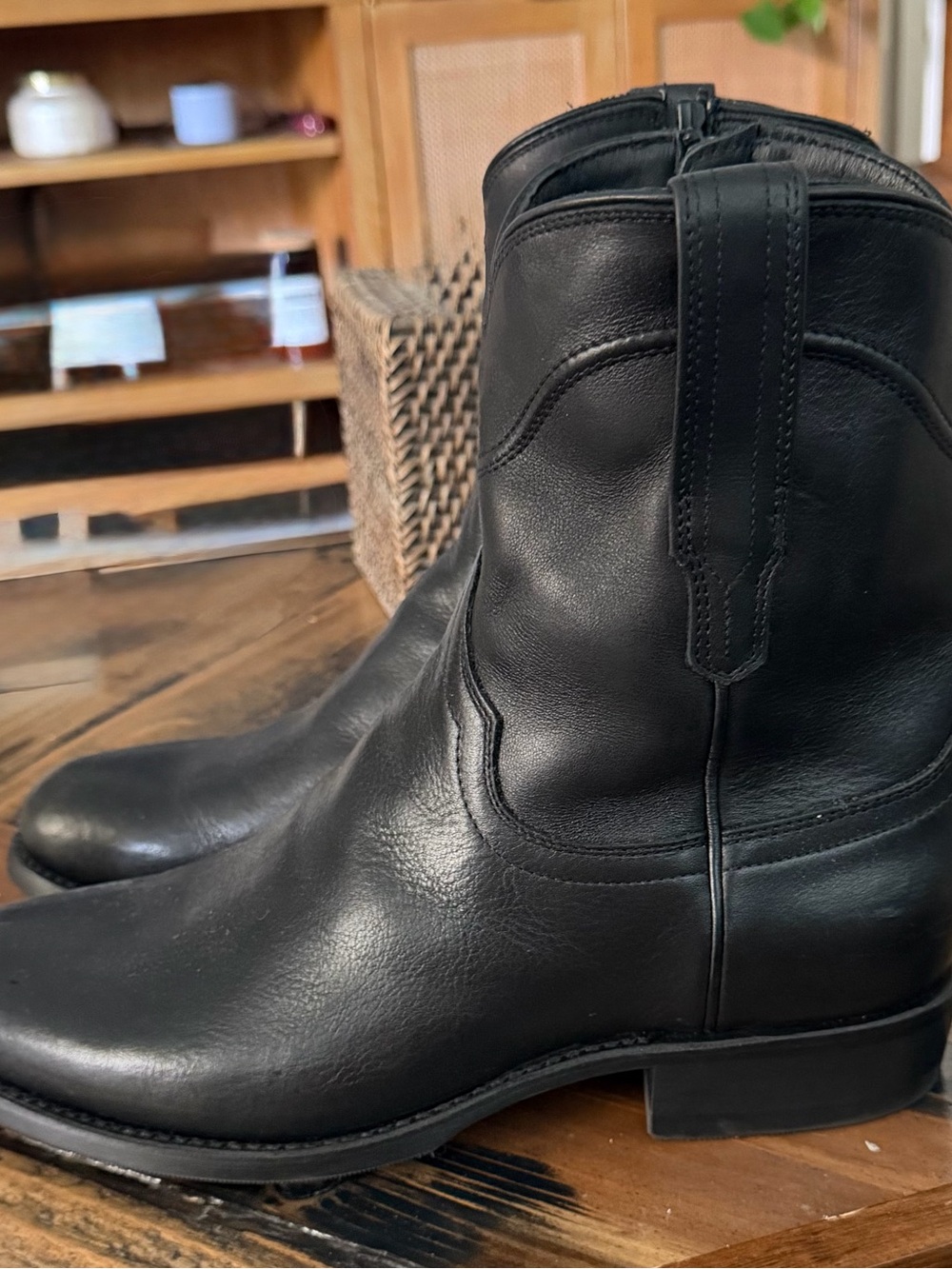 Tecovas Black Leather Cowboy Boots